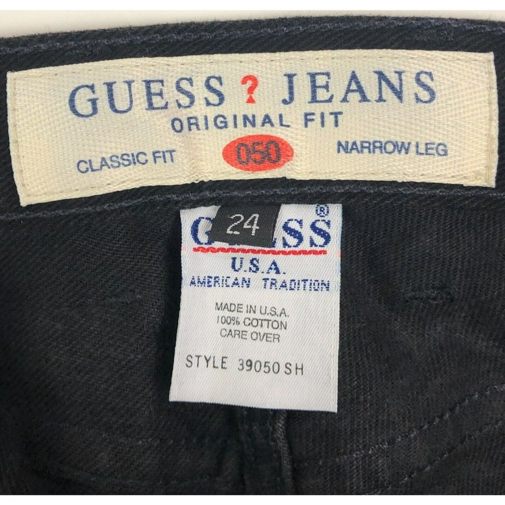 Guess 050 Original Women 24 Short Classic Fit VTG High Waist 90s Black Mom Jeans - Picture 7 of 11